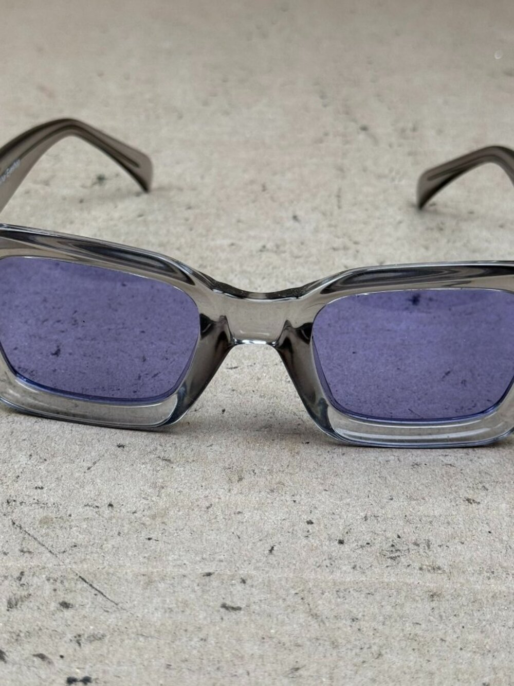 Ryan Simkhai Eyeshop Men's Sunglasses R-2070 C1 Sun Clear Gray Frame Purple Lens